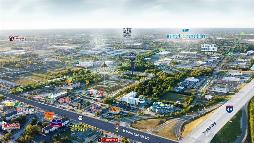 A-1 Zoning. Located directly off of SE Walton Blvd & I-49. Adjacent to the $36M Medlin Park project, consisting of 120 units. Sewer located along north and west sides. Close access to razorback greenway.