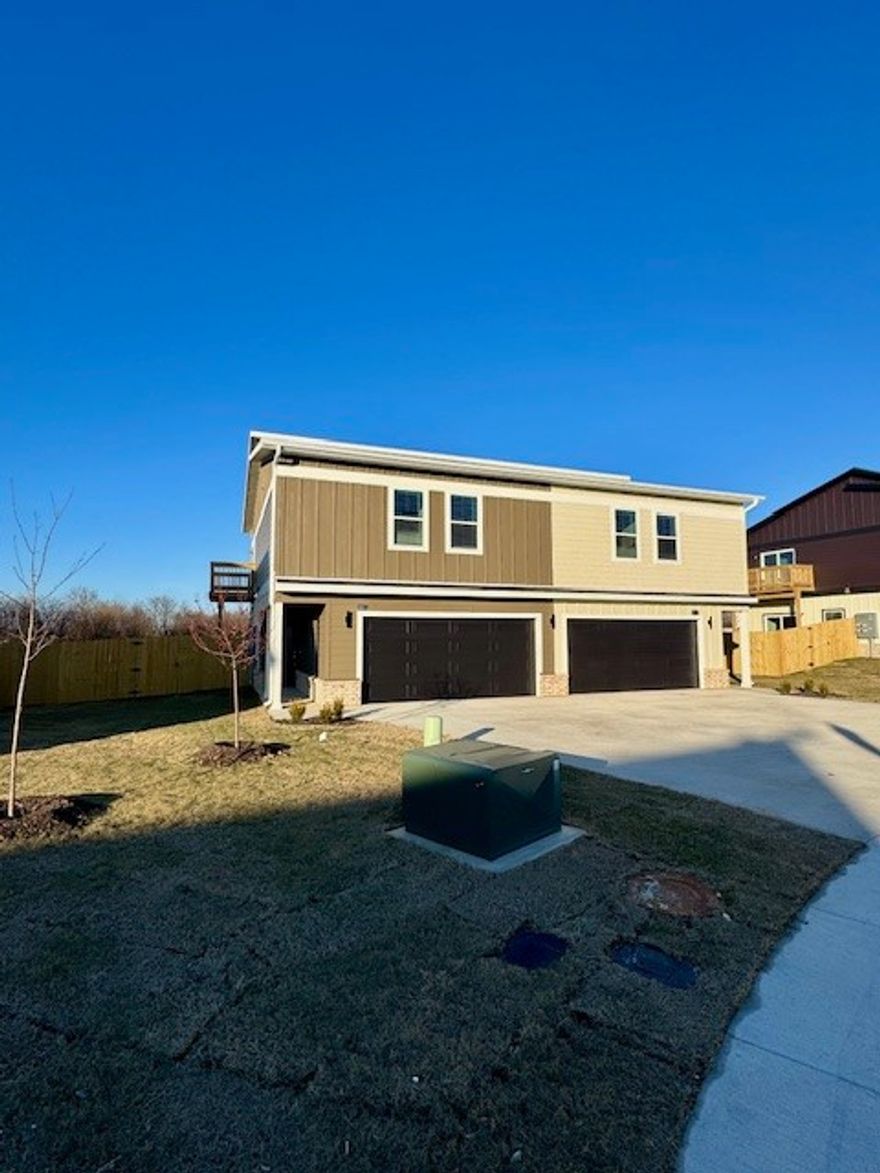 FIRST MONTH RENT FREE! New 3 bed, 2.5 bath duplex with 1,420 sq ft of comfortable living space! It features a spacious layout, modern finishes, and a 2-car garage. The kitchen comes fully equipped with all appliances, plus a washer and dryer for your convenience. Pets are welcome! (Lawn care not included.)  **Pics may not be of exact unit**