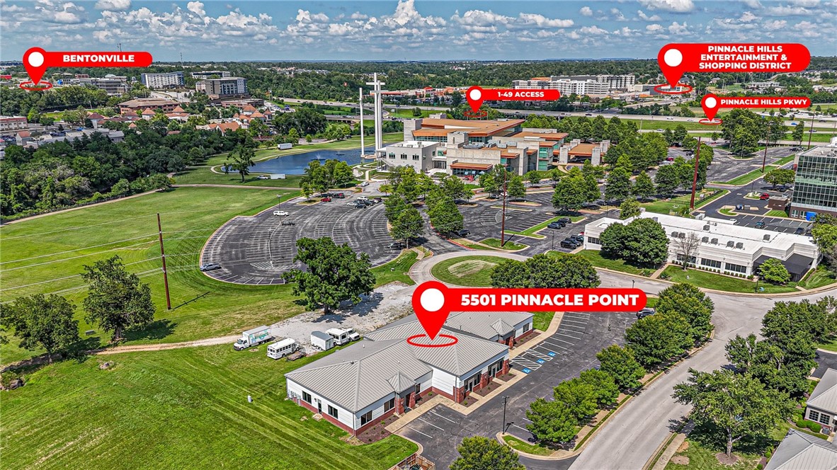 PREMIER PINNACLE HILLS LOCATION! Take advantage of this commercial space in the heart of the thriving Pinnacle Hills business districtājust minutes from the Pinnacle Hills Promenade, Walmart AMP, top-tier dining, shopping, and entertainment. The space is currently under renovation with completion estimated around October 15, 2025. Recent upgrades include a refreshed exterior and brand-new parking lot, providing a modern and welcoming first impression. Ideal for offices, retail, professional services, medical (potential). Donāt miss the opportunity to lease in one of Northwest Arkansasās most desirable corridors!