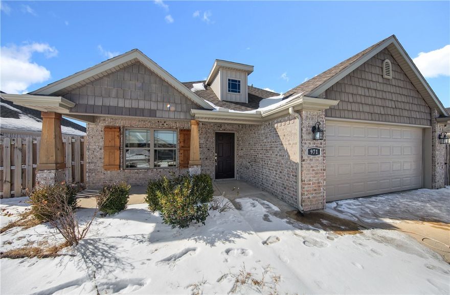 Centerton's peaceful Southwind neighborhood! This beautifully appointed 3-bedroom, 2-bathroom welcomes you with granite countertops in a kitchen designed for creating memories, not just meals, bathrooms featuring a luxurious jetted whirlpool tub. Covered patio surrounded by the privacy of your fenced backyard, 2-car attached garage, and enjoying cozy winter evenings by the fireplace With thoughtful touches like walk-in closets, Energy Star appliances that keep utility bills low, a split floor plan for everyone's privacy, this isn't just an address – it's where your best memories are waiting to happen.