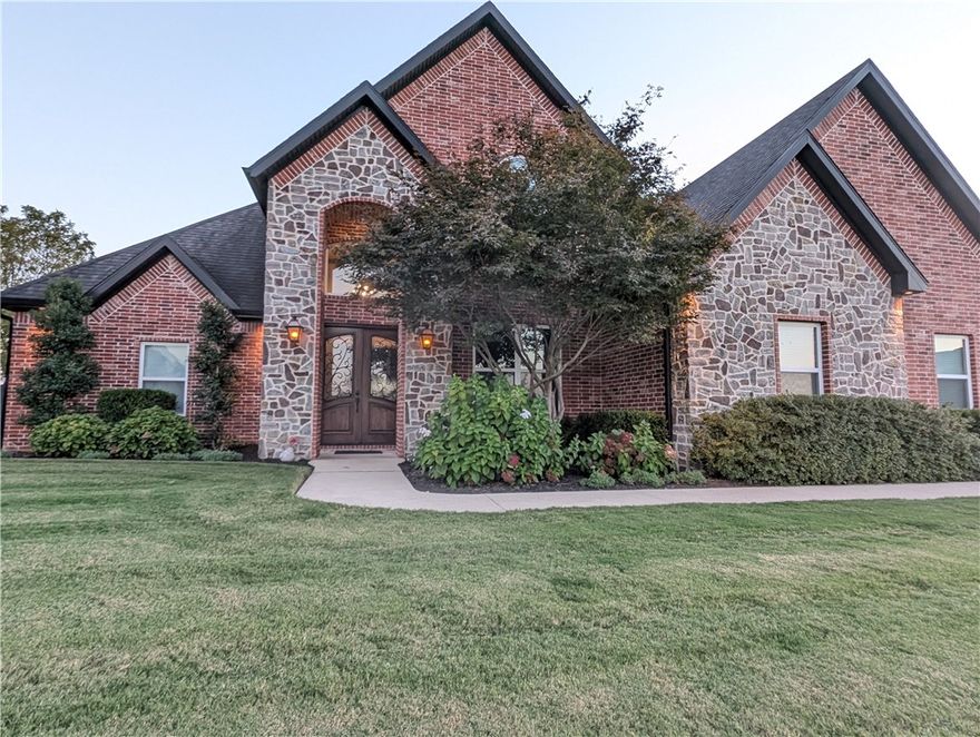 One-owner custom home nestled in a cul-de-sac overlooking the beautiful Otter Creek Subdivision! This gorgeous home boasts 4 spacious bedrooms, all with walk-in closets. The master closet is the size of another bedroom! The home also has 3 full baths, a large eat-in kitchen, an office or formal dining with a beautiful stained coffered ceiling, high ceilings throughout and a large bonus room wired for surround sound! Enjoy an excellent outdoor area for entertaining with a partial covered patio that houses a built in grill, side burners and an outdoor living area. Spend your fall and winter warming up by the wood burning fireplace with built-in brick oven, large dining area and a large hot tub that can convey! There is an additional patio and privacy fenced area off of the oversized single car garage! Neighborhood amenities include sprawling walking trails, pickle ball courts, basketball court, swimming pool, pavilion and 3 stocked ponds! Agent owned.