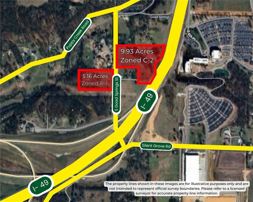 This 5 acre tract is an ideal location for a residential development opportunity. Razorback Greenway frontage at mile marker 22. Zoned R-1 suburban neighborhood, with electric, gas, and water on site. Public sewer available.