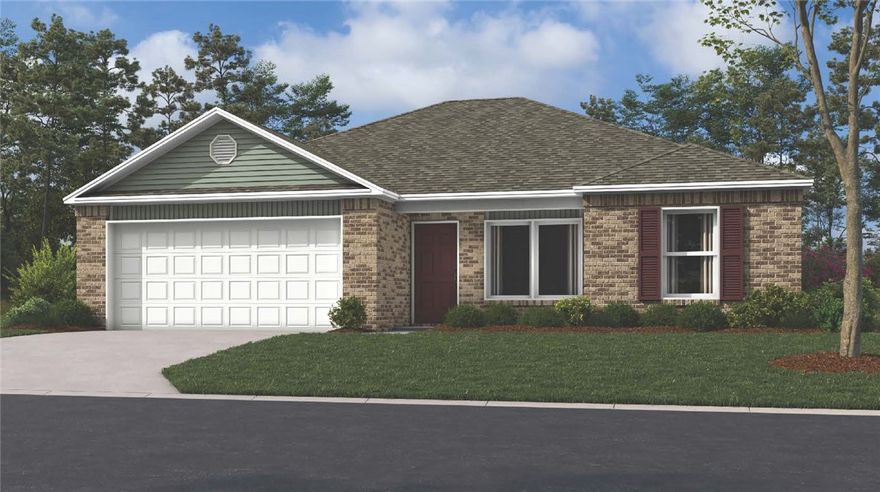 Introducing the beautiful Franklin plan, a home that exudes curb appeal with its inviting covered front porch and well-landscaped front yard. This thoughtfully designed residence features an open floor plan that includes three spacious bedrooms and two modern bathrooms, along with an expansive family room perfect for gatherings. The gorgeous kitchen is a true highlight, fully equipped with energy-efficient appliances, ample counter space, and a roomy pantry for all your snacking and meal prep needs. Discover the charm and functionality of the Franklin plan today! *Photos are of a similar model.