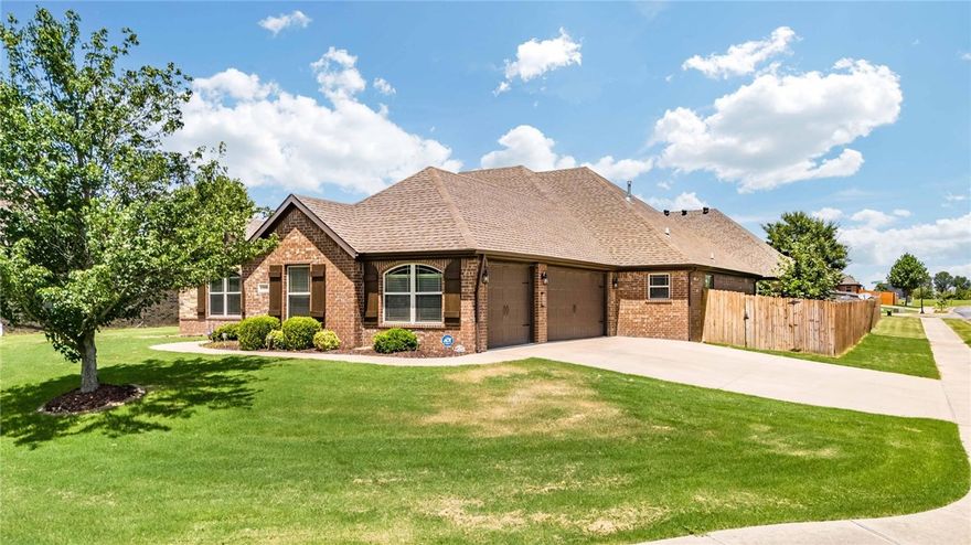 MOTIVATED SELLER, OPEN TO NEGOTIATE! This meticulously cared for brick & stone 4-bed, 3-bath, split floor plan home is located on a large corner lot with a 3-car garage. Walking distance to Bentonville Community Center & close to Central Park Elementary, Bright Field Middle & Fulbright Jr High. The oversized great room has ample room for both a living & dining space. The kitchen features granite counter tops, stainless steel appliances, pantry & tons of cabinet storage. Beautiful wood floors flow throughout the main living area & primary suite with carpet in the secondary bedrooms. Two of the secondary bedrooms have ensuite bathrooms. The 3-car garage is conveniently accessible. From the garage, walk directly into the mudroom and then into the kitchen making it a breeze to bring in the groceries. The level backyard features a large patio, firepit, mini-deck for the grill & wood privacy fence. Subdivision pool & playground. Just 4 miles to the new Walmart campus. Fridge, washer & dryer convey.