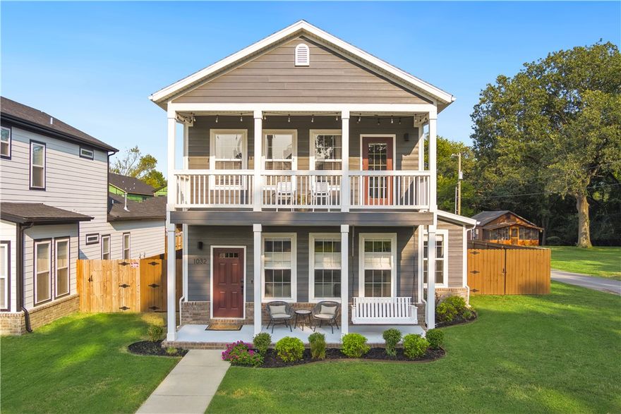 Experience the best of Downtown Bentonville in this stunning 2-level luxury home just 1 mile from Bentonville’s city square! Perfectly situated within walking/biking distance to Crystal Bridges, The Momentary, bike trails, 8th Street Market, trendy shops, and top-rated restaurants, this beautifully designed retreat offers the ultimate blend of comfort and convenience. Relax in the charming living area w/ fireplace and bookshelves. Enjoy cooking in the open kitchen featuring an island, stainless appliances, granite and pantry! Dining space walks out to a charming patio and large fenced yard great for kids and pets! Main level master suite offers a luxurious en suite bath and walk-in closet! Second level hosts a beautiful private suite that enjoys private access to the upper patio/balcony plus 2 additional bedrooms that share a full bath. Amazing investment potential in this top-rated short term rental! All furnishings including dishes, towels, household goods, etc are negotiable allowing an effortless transition!