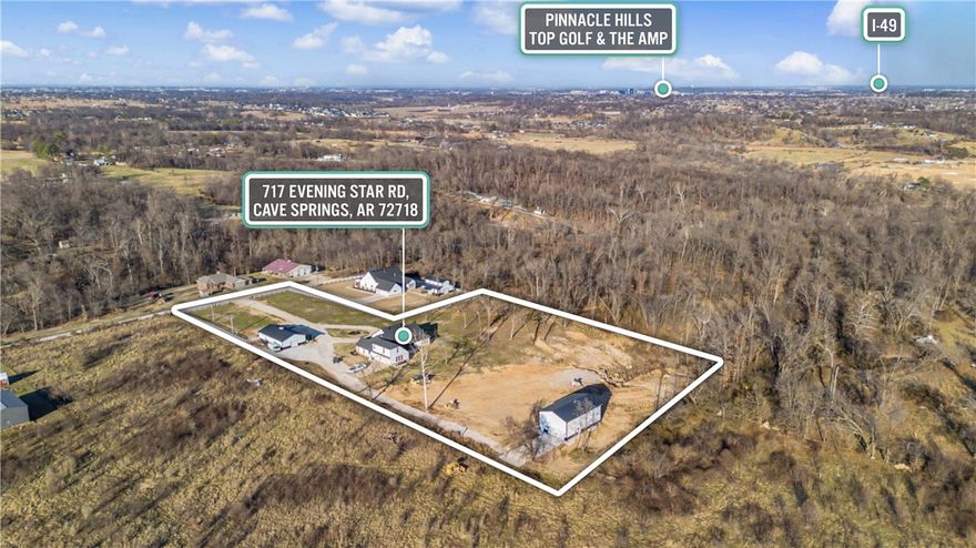 Let your story continue here!  This property consists of 2 homes & a large shop on 4 acres!  The main house, built in 2024, is a farmhouse-style home with 3120 sq ft & offers 4 first-level bedrooms, 3-1/2 baths & an office. Upstairs you'll find a bonus room or 5th bedroom with its own bath. Additional features include a gourmet kitchen with vented gas stove, large walk in pantry, a nugget ice machine, a drop station, wood burning stove, outdoor fireplace, & a storm shelter in the garage.  The second home was built in 2026 containing 1580 sq ft, 3 bedroom/2.5 bath, full kitchen, oversized attached garage & an expansive covered deck overlooking the yard.  In addition to the two homes, there is a 30 X 50 shop with a covered patio. Chicken Coop behind the main home conveys, complete with chickens if desired. The roads to the home are scheduled to be paved in the near future.  This one is a must see.  Prime location just minutes to Pinnacle shopping and restaurant area.  Schedule your private showing today.