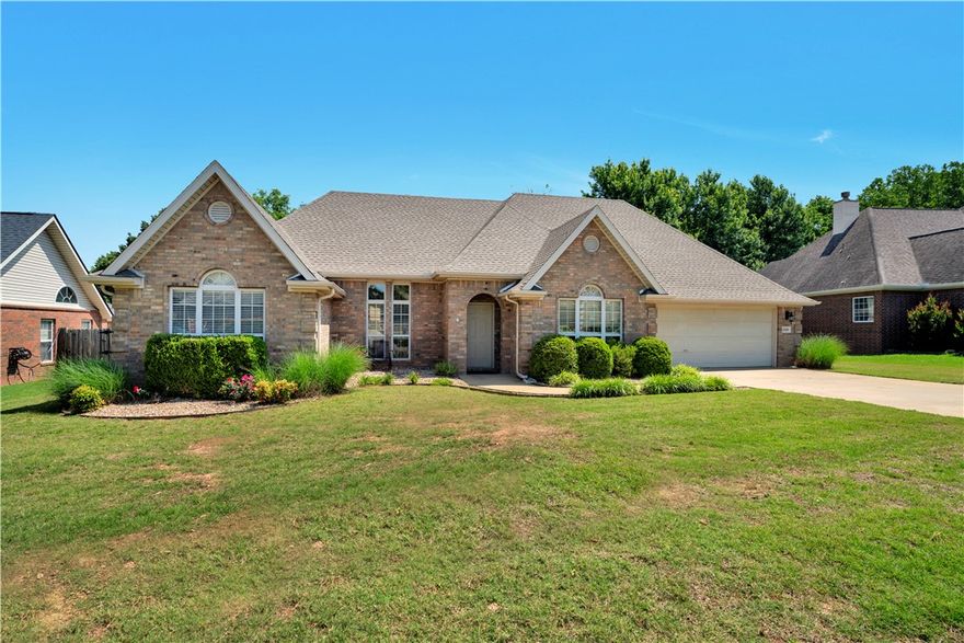 This amazing home is in a fantastic neighborhood close to all that's NWA. Bike trails, parks, easy access to I-49 and the U of A. Don't miss your opportunity to own this beautiful and well-maintained home in the Bridgeport Subdivision. This 3bed/2bath all brick home features a huge living area, high ceilings, and an excellent split floor plan with a comfortable master suite. An unbelievable kitchen with great details, beautiful built-ins, crown molding, formal dining room, eat-in kitchen with a gas fireplace that graces your private space! Find your happy place in a backyard with a SALTWATER POOL that backs up to the neighborhood park with mature trees to "back scape" your pool oasis! Green thumb? Get creative, this place has a complete lawn irrigation system. It checks all of the boxes: An awesome family home or incredible investment, with a good offer the refrigerator, washer, dryer, pool furniture, pool umbrellas, canopy shade & in-pool table & chairs convey!