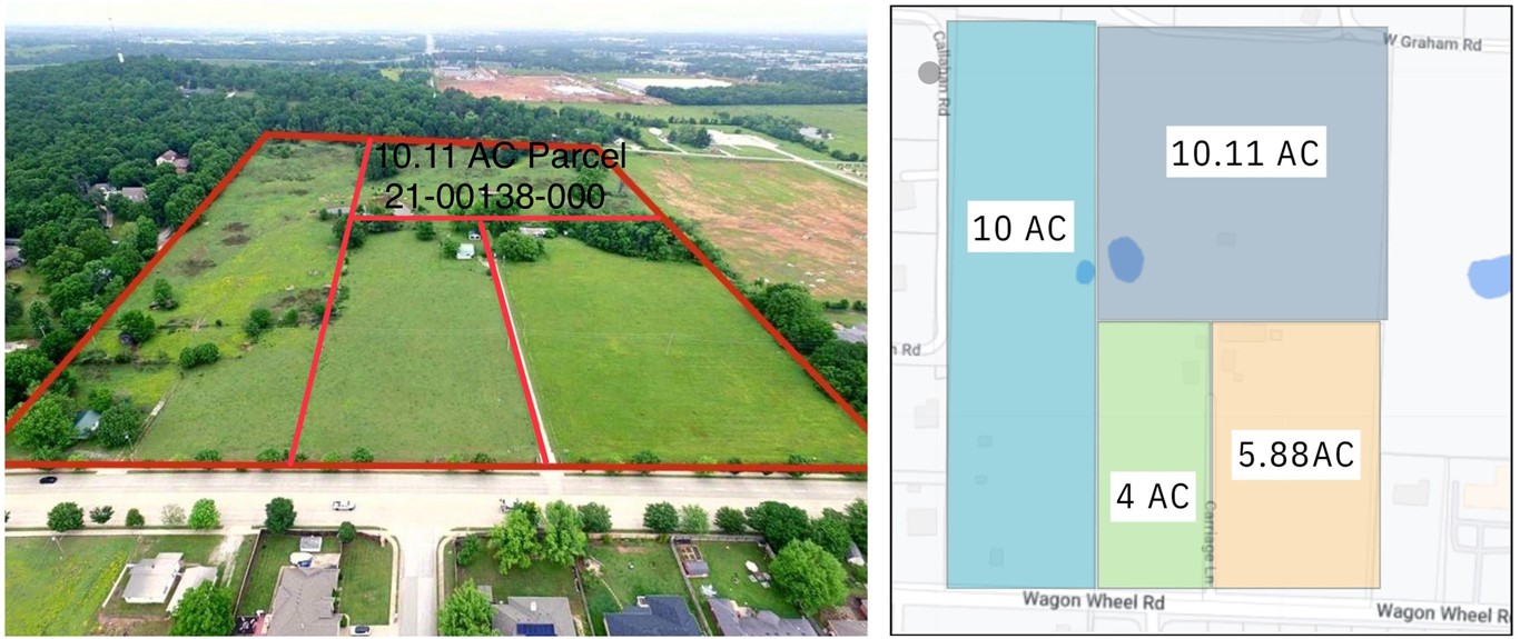 Make your mark in one of Springdale's centrally located corridors conveniently situated between I-49 and heavily trafficked 71-B. Average vehicles per day 17K on Wagon Wheel Road and 25K on 71B. The sites are ideal for residential development, office space, business strip center, storage, and more. The properties are zoned for residential and agriculture, and adjacent to commercial. Contact the city for commercial zoning approval. Fantastic opportunity for investors of all kinds; purchase the entire bundle or use a smaller parcel to build a secluded oasis. Call today to tour or for more details! This property can be zoned for multi-family and commercial. Please reference MLS 1287440, 1287451, 1287463 and 1246313. BACK ON MARKET THROUGH NO FAULT OF SELLER.