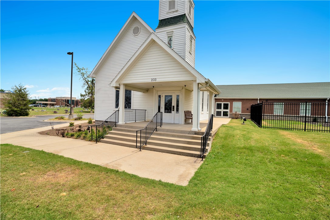Prime Northwest Arkansas property in the center of it all. Church property with an excellent location. Easy access to I49 and all of NWA. There has been recent significant retail, residential, hospitality and restaurant development in the area. Historic portion of the church was relocated to the site and addition was built in 2008. Over 16,000 SF including original chapel, offices, meeting rooms, kitchen fellowship hall/gymnasium all on approximately 2.57 acres. Call for more information.