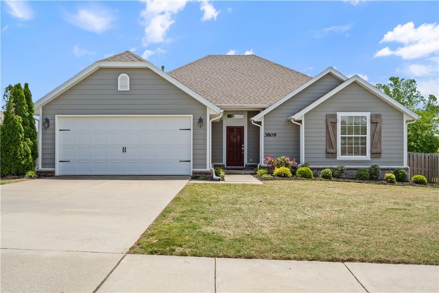 Come see this 3 bedroom, 2 bathroom one-owner home in the charming Grand Valley neighborhood. The open living area, 10' ceilings, large windows overlooking the fully fenced backyard, split floorplan, dedicated laundry room, and private primary suite give the home a spacious and functional feel. Thoughtful details include crown molding, wood flooring in the living room, a gas fireplace, and granite countertops throughout. The large composite deck, added in 2021, expands the living space and provides plenty of room for outdoor entertaining. The primary suite offers new carpet, a tray ceiling, and an en-suite bath with dual vanities, a jetted tub, and two walk-in closets. Conveniently located near schools and just steps away from C.L. Charlie and Willie George Park, which features a large playground, splash pad, walking and biking trail, dog park, sports complex, and pavilions. Refrigerator, washer, and dryer convey. Don't miss the opportunity to call this well-maintained home in a prime location your own!