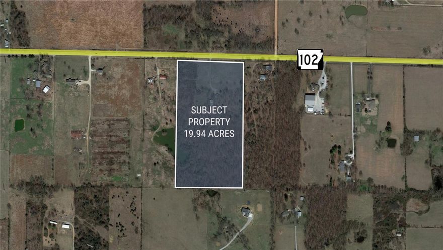 Property has Centerton water; Centerton sewer possibly coming 2022 to Kitty Rd & Hwy 102.  House on property is leased through August 31, 2021, sold "As-Is".  A-1 Benton County Zoning; Annexation into Centerton and rezoning through City.