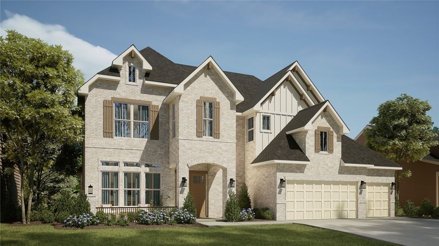 Introducing the Monroe, a grand two-story estate plan basking in natural light & timeless elegance. As you enter through the double front doors, you’re captivated by the cathedral ceiling & a welcoming living room that seamlessly connects to an outdoor patio. The open plan offers an easy transition into a designer kitchen adorned with a huge island that accommodates additional seating & a sunny breakfast nook. The formal dining room is accessible from the foyer, and the owner's retreat is discreetly located toward the back of the house. This space offers ultimate relaxation with a large walk-in closet and spa-like bathroom that includes a free-standing tub. The three-car garage is connected to a utility room and upstairs you will find a game room, three bedrooms, and two additional baths! It’s accompanied by a catwalk overlooking the grand two-story entrance.