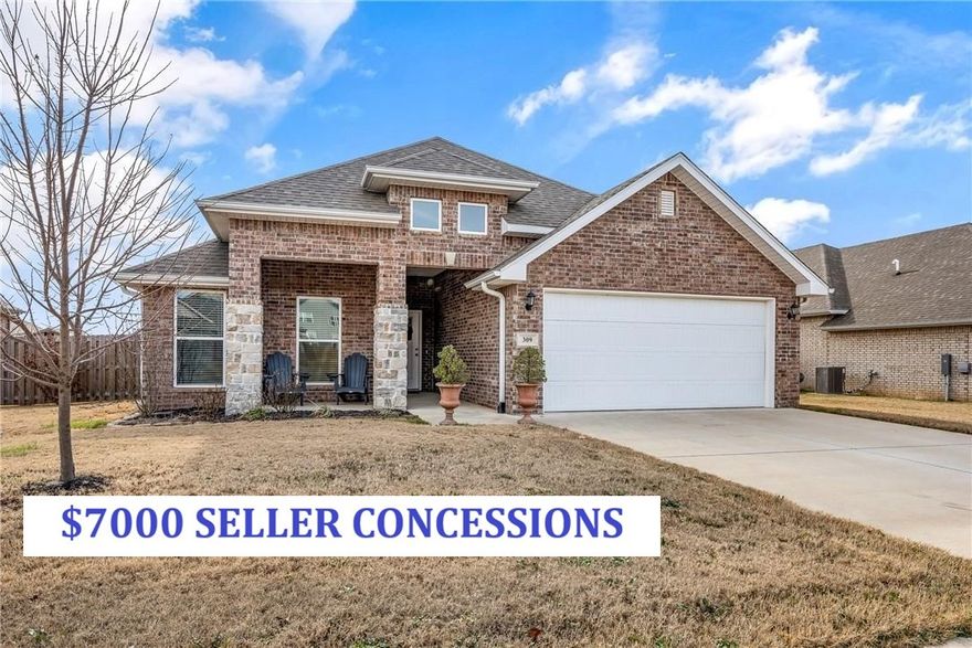 Seller to Pay $7000 in Concessions for Buyers Closing Costs, including lender fees, pre-paid items, title company fees, professional fees, and any other allowable fees. Welcome home to this beautifully maintained, 1 owner, move-in-ready all-brick home located in a convenient, growing area that still offers small-town charm. The bright, open floor plan is ideal for everyday living and entertaining, featuring 10-foot ceilings that open the kitchen and living spaces around a cozy corner fireplace. The primary suite is a true retreat with an ensuite bath offering double vanities, a soaking tub, and a walk-in closet with direct access to the laundry room. Don’t miss this exceptional opportunity!