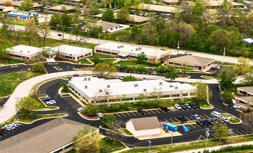 Closest office park to the new Walmart Global Campus.  On-site property management, direct access to I-49.  Amenities include: on-site fitness center, mountain bike trail, hotel & daycare services.  Security deposit is equal to first month's rent.  Tenant pays for phone, internet and janitorial services.