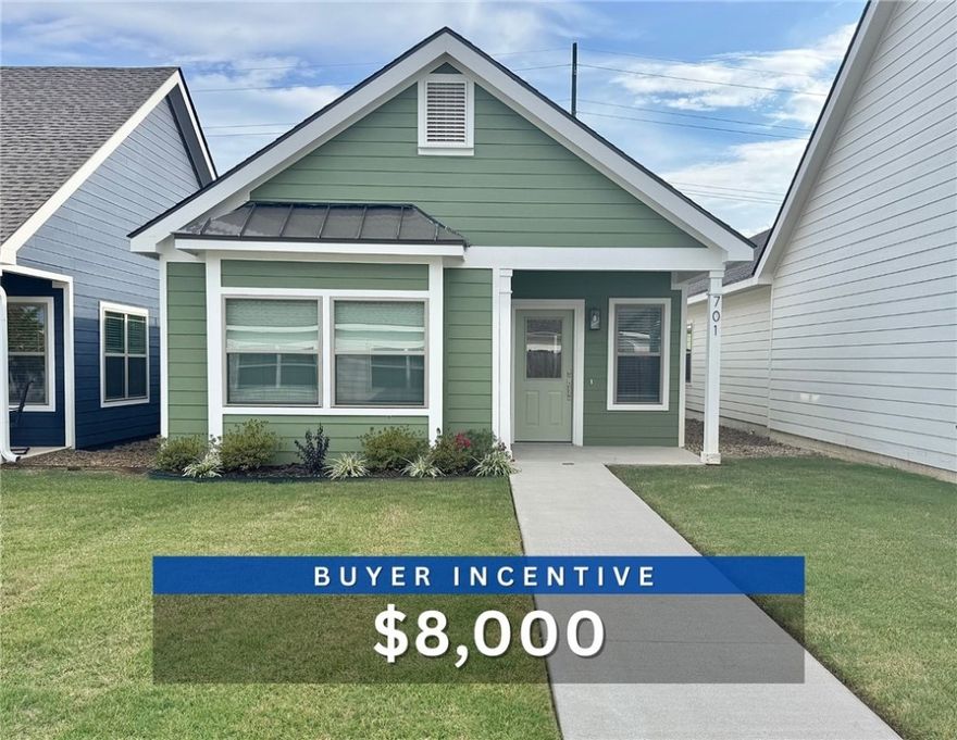 Stunning home in Hawthorne Heights offers an unbeatable location near Crystal Bridges Museum, the Alice Walton School of Medicine, Downtown Bentonville & Walmart’s new campus. Top-tier amenities, including a clubhouse, pool, pickleball court, dog park, yard maintenance & access to the countries top premier mountain biking trails. Leopold floor plan boasts LVP flooring, crown molding, blinds, ample storage & quality throughout. Seamless open floor plan, perfect for entertaining, with abundant natural light & smooth flow into the chef’s kitchen. Chef’s kitchen features 3cm granite countertops, stainless steel appliances, refrigerator, a pantry & abundant natural light. Spacious primary suite includes a perfect ensuite bathroom with walk-in tile shower, double sinks & large walk-in closet. Patio perfect for entertaining! Oversized garage! Staged home at 915 Heights. Home is zoned for a horizontal property regime & will require specific financing.