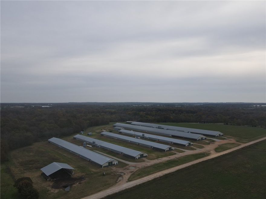 Good income with all the country farm extras. (2) 66 x 600 and (4) 40 x 400 broiler houses on 65 acres m/l with 2 dwellings. Farm is in incredible shape and producing. This farm has been approved by both Simmons and Tyson's and is fully updated. Lots of extras included like studio apartment over the water shop. Acreage is a mix of open and wooded with a live spring fed stream running through that is also the water source for the farm. Rural water backup available and a roubidoux well to boot. The hunting is unmatched with deer and turkey everywhere. The house overlooks the valley and stream with a large deck to relax and enjoy the country life. a must see.