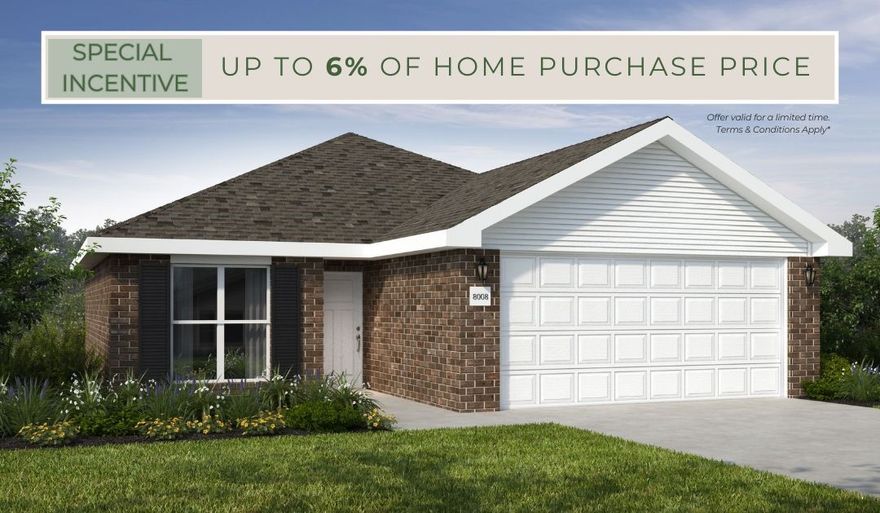 This hybrid plan offers the luxury of a brick exterior, with the affordability
of cottage finishes inside. Gather around the spacious kitchen island with
friends and family, and enjoy the privacy of a secluded primary suite with
a sizable walk-in closet. This 3 bedroom, 2 bathroom plan with modern
finishes is the definition of affordable luxury.
*Taxes subject to change based on new construction.*