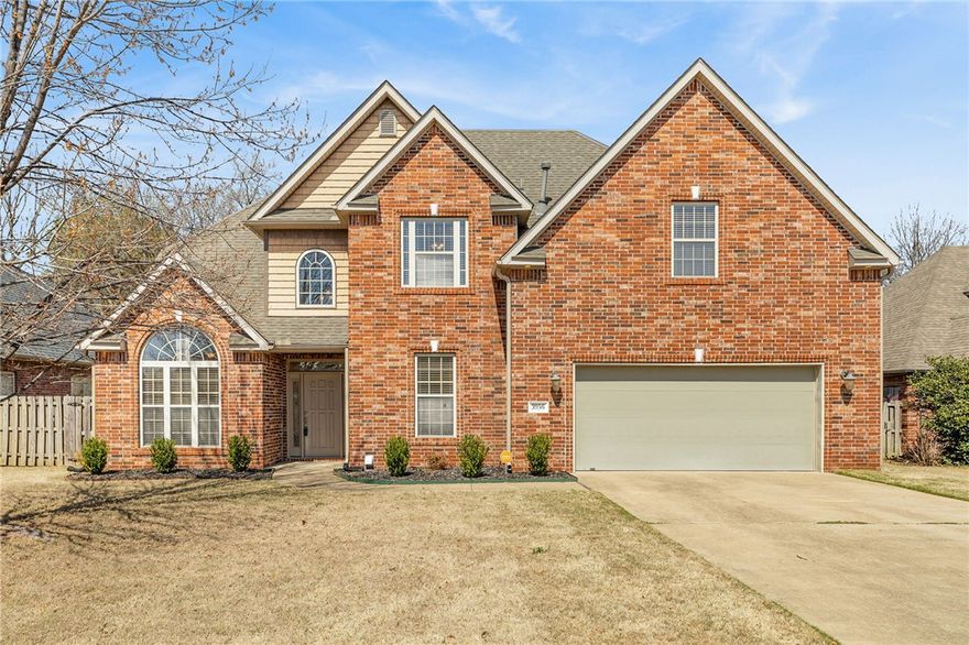 Beautiful home designed for comfort and functionality with primary bedroom and laundry on main level and large flat yard perfect for relaxing and hosting under the covered patio. Home is a large and airy atmosphere created by cathedral ceilings and recessed lighting filling the home with natural light. Cozy up to the gas fireplace on those cooler Arkansas days!. Conveniently located close to schools and shopping! 2023 roof, 2025 HVAC's, 2024 Water Heater