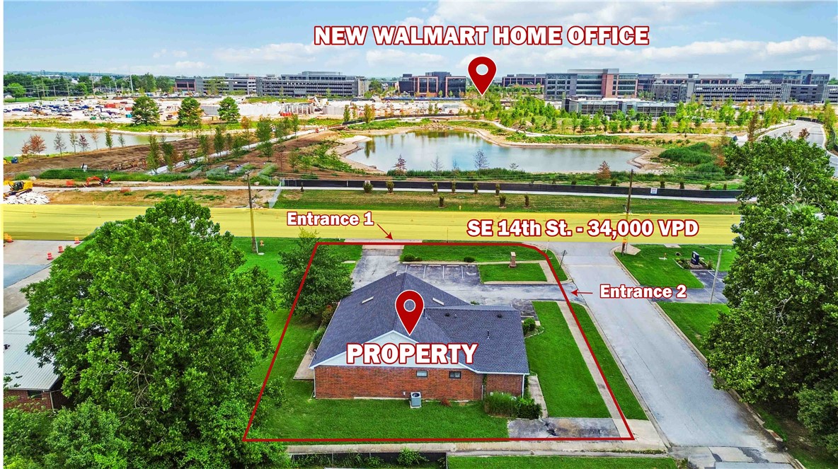 Seize this unparalleled opportunity to position your business at the gateway to the 350-acre Walmart World Headquarters in one of the fastest growing markets in the country. This high exposure property sits directly across from the main south entrance fronting a 6-lane highway with over 34,000 VPD ideal for capitalizing on the influx of professionals, visitors, and corporate executives. The +/- 3,104 SF commercial building that sits on +/- 0.46 acres is a rare and unmatched chance to secure a high-profile property in this booming business district. Perfect for investors or owner operators looking to leverage this prime location and Bentonville's explosive growth.