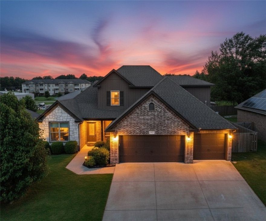 Move-in ready in a quiet Centerton subdivision! Freshly painted with wood-look tile in main living areas, LVP in bedrooms and new carpet upstairs. Spacious, open layout offers flexible living with plenty of natural light. The kitchen is centrally located with a gas cooktop, a new microwave & dishwasher, lots of storage & a pantry. The split floor plan on lower level has 3 of 5 bedrooms & 2 full bathrooms while the upstairs accommodates 2 bedrooms & a full bath. The primary suite is spacious and conveniently located off laundry room. The 3-car garage includes a walk-in storm shelter for added safety and drop zone/mudroom for as you walk inside. Enjoy the outdoors from the covered back patio overlooking a fully fenced yard with 2 cherry trees, a dogwood tree, a maple tree and a storage shed. Located just minutes from schools, parks,  & XNA national airport, and 7 miles from downtown Bentonville —this home combines comfort, convenience, and peace of mind in a prime location! NO HOA FEES! Ask for Feature Sheet.