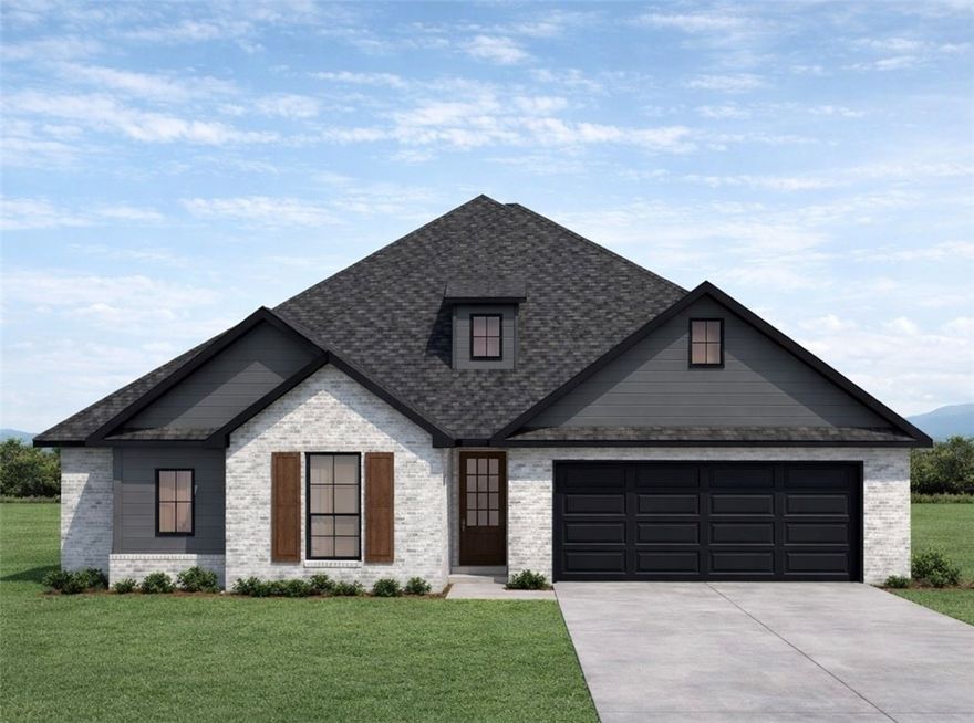 Located just off Highway 412, Bariloche offers quick access to major routes, making daily commutes and travel throughout Northwest Arkansas simple and convenient.The Mulberry floor plan features a layout that provides comfortable, functional space perfect for both everyday living and entertaining.Exterior features include full sod in both the front and back yards, creating an instantly lush look. A thoughtfully designed flower bed and front landscaping add beautiful curb appeal and charm.Inside, bathrooms are enhanced with framed mirrors for a touch of sophistication, along with cabinets installed above the toilets to provide stylish and practical storage.Residents also enjoy access to the community dog park with a walking path located at the back of the neighborhood. For a limited time, Lower your interest rate with $7,500 from the builder + $2,500 appliance allowance + up to 5k in closing costs from select lenders. For a total of up to 15K with lender incentives. Fence, blinds, and gutters are all included.