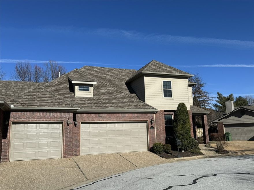 Beautiful 3-bedroom, 2.5-bath, 2-story townhome in the Pinnacle Hills Subdivision! This home features vaulted and tray ceilings for abundant natural lighting throughout. The spacious layout includes a 3-car garage with a dedicated work area, plus an extra room perfect for a home office with built-in shelves for added storage. The primary suite offers a walk-in closet and a double vanity in the bathroom. **$250 non-refundable pet fee per pet**
