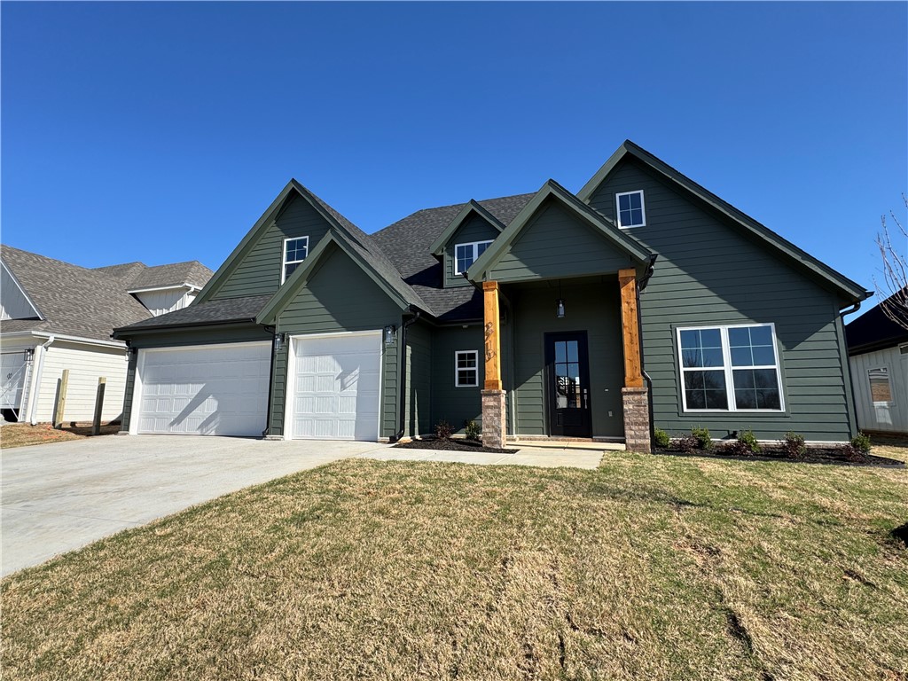 Another quality new construction home is available in the desired Crescent View Subdivision! This home boasts 4 bedrooms, 3.5 bathrooms, bonus room, 3 car garage, and a great layout. Kitchen is equipped with gas cooktop, built-in oven & microwave, large island with waterfall granite, & eat-in dining area that is all open to the living room. Downstairs has the office, primary suite. Bedrooms 2-4, bonus room and 2 full bathrooms are all upstairs. Enjoy grilling or hanging out on the covered back patio. Located steps from Janie Darr Elementary and the new Mt Hebron Park. Subdivision is close to XNA, I-49, shopping, dining, and entertainment.