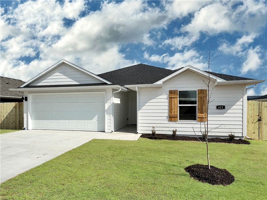 Beautiful Bellvue plan in Selah Meadows, our newest home community situated in the heart of Prairie Grove. Each home in Selah Meadows is meticulously crafted with attention to detail, creating a space that feels both luxurious and welcoming. From the moment you walk through the door, you'll be greeted by modern features and spacious layouts that cater to every lifestyle. Our homes boast premium finishes and thoughtful designs, ensuring that you'll be stepping inside your own personal oasis. These homes will be complete with LVP flooring throughout, wood shelving in all closets, pantry and utility room.  Kitchen will have granite counters and stainless-steel appliances! Bedroom one bath will have granite kitchen counters, double sinks, and a walk-in shower. Home will have a Garage Door Opener, and a Landscape package. Home will have Beautiful 4 Sides Hardie Siding ®.