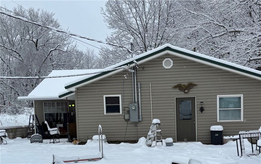 The owner's son has a mess outside by shop but will be hauling off metal etc. All fences on the property line except a small area at the bottom of the hill by the pond (100 ft approximately). Fall 2023 refurbish on house, shop, and pool! New paint, insulation, and LVP flooring. The former mother-in-law suite could easily be converted back. Fruit-bearing apple and pear trees. The 3-bay shop has 2-12’ doors and a 1-year-old roof. The pool has a new pump, a 7-way valve, and new sand in the filter. Creek across the street on a strip of land. Kids love it!
