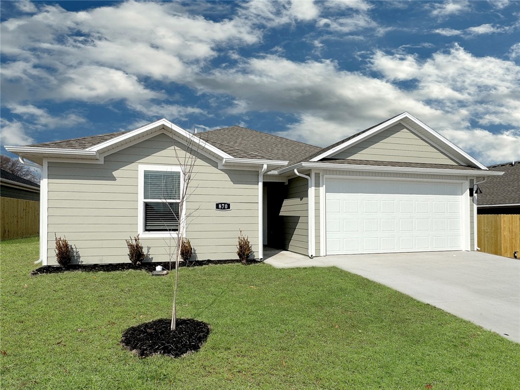 Beautiful Bryant plan in Selah Meadows, our newest home community situated in the heart of Prairie Grove. Each home in Selah Meadows is meticulously crafted with attention to detail, creating a space that feels both luxurious and welcoming. From the moment you walk through the door, you'll be greeted by modern features and spacious layouts that cater to every lifestyle. Our homes boast premium finishes and thoughtful designs, ensuring that you'll be stepping inside your own personal oasis. These homes will be complete with LVP flooring throughout, wood shelving in all closets, pantry and utility room. Kitchen will have granite counters, 36-inch cabinets, stainless steel appliances! Ceiling fan in Living room and Bedroom One. Bedroom one bath will have granite kitchen counters, double sinks, and a walk-in shower. Home will have a Garage Door Opener, and a Landscape package. Home will have Beautiful 4 Sides Hardie Siding ®.
