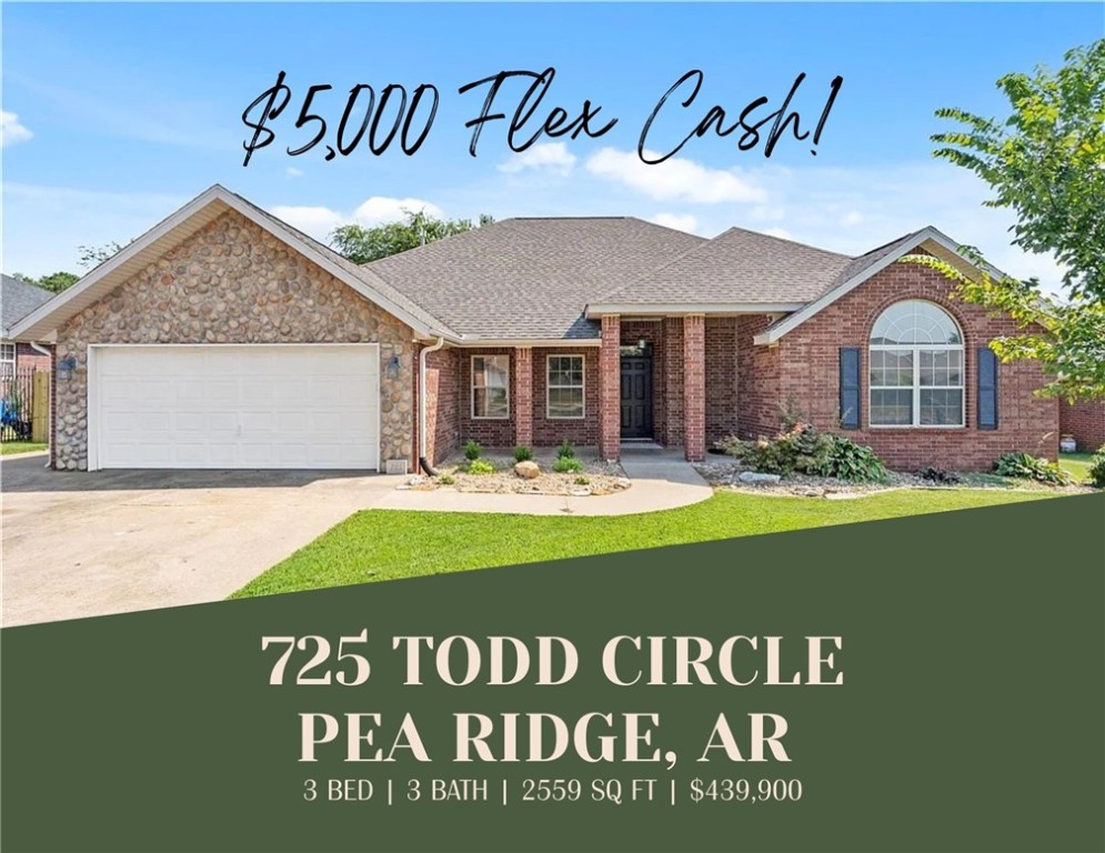 Best value in Pea Ridge! Discover this beautifully remodeled 2,559 sq. ft. family oasis priced under $440,000 and only 14 minutes to the new Walmart HQ! Move-in ready with brand new LVP flooring, carpet, paint, granite countertops, sinks, faucets, stainless appliances, roof, HVAC, door & bath hardware, and lighting fixtures. Enjoy the style and peace of mind of new construction without the wait or HOA fees. Spacious layout includes a large kitchen, oversized laundry, and versatile 2nd living suite with fireplace and half bathāideal for a 4th bedroom, office, playroom, or media space. Perfect for a large family with room to spread out inside and out! Outdoor living features a covered deck, stone patio with firepit, walkways, kids playhouse and open space behind the home. Only ½ mile to the Jr. High, 1 mile to the Primary, and 1.3 miles to the High School. Truly the best bang for your buck in Pea Ridge! Plus $5,000 Flex Cash for Buyerās closing costs, rate buy-downs, or additional home upgrades!