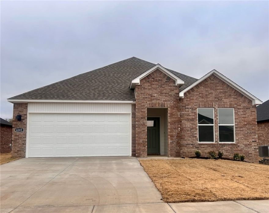Charming Cali Plan in Brentwood Village, located in Springdale, close to the C.L. "Charlie and Willie George Park that consists of walking trails, dog park, splash pad, ball fields, and tennis courts close to the Don Tyson Parkway, near the highly sought-after Don Tyson School of Innovation and other schools.   These brand-new homes will be 4-sided Brick! Living room will showcase a beautiful and modern Electric Fireplace with Poplar Mantle.  Home will have LVP and Carpet. Kitchen will have 42-inch cabinets, lovely appliances and quartz countertops and tile backsplash.  Ceiling fans in Bedroom one and the living room.  Primary bedroom has a fabulous en suite with an oversized walk-in shower and elongated commode. LED lighting throughout. High efficiency AC with programmable thermostat. Come find your dream home today! Taxes and Parcel TBD.