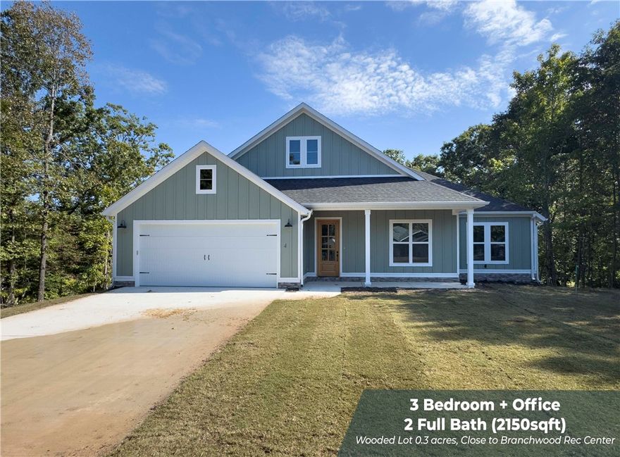 Come see this beautifully upgraded 3-Bedroom plus office home in a quiet, desirable setting near Branchwood Recreation center and Highlands Golf course. Branchwood offers endless activities with an indoor pool, a gym, a disc golf course, pickleball courts and a playground! Enjoy custom cabinetry, quality finishes, and thoughtful upgrades throughout.  The open-concept layout is perfect for entertaining, featuring a spacious kitchen, inviting living area and peaceful views. The primary suit offers a large walk-in closet and a spa-like bath. Relax on the covered back patio and take in the tranquil surroundings- all just minuets from trails, golf, and community activities.
