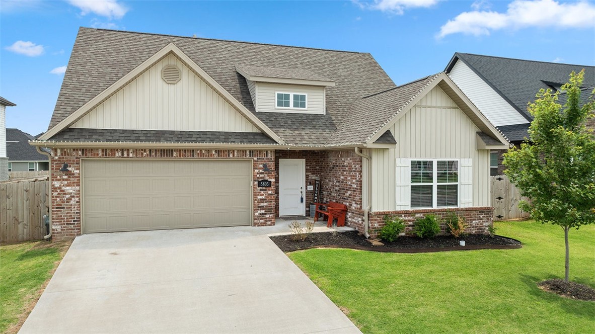 Location, location, location! This beautiful 2023 open floor plan home is a short 10 minute drive to XNA, 5 minute drive to the Benton County Fairgrounds, 5 minutes to Centerton and walking distance to Coffee Hound Junction coffee truck on Anglin Rd! This 4 bedroom 2.5 bath home features granite counters throughout, spacious bedrooms, canned lighting in kitchen, living room and primary bedroom. Primary bathroom features a double vanity and walk-in closet. Large windows throughout allows for lots of natural light so you don't even have to turn the lights on! Covered back patio for grilling. Yard has plenty of room for a garden and pets. Very well taken care of! Ceramic tile in the wet areas. Gas logs fireplace in the living room you will really enjoy in the winter and a nice focal point in the summer. Lots of cabinets, center island with granite & pantry. Spacious Dining area. Living room and primary bedroom have crown moulding. Upper level has two walk in attic entrances for storage.
