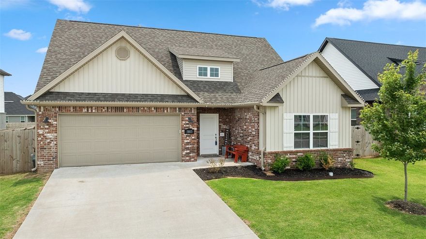 Location, location, location! This beautiful 2023 open floor plan home is a short 10 minute drive to XNA, 5 minute drive to the Benton County Fairgrounds, 5 minutes to Centerton and walking distance to Coffee Hound Junction coffee truck on Anglin Rd! This 4 bedroom 2.5 bath home features granite counters throughout, spacious bedrooms, canned lighting in kitchen, living room and primary bedroom. Primary bathroom features a double vanity and walk-in closet. Large windows throughout allows for lots of natural light so you don't even have to turn the lights on! Covered back patio for grilling. Yard has plenty of room for a garden and pets. Very well taken care of! Ceramic tile in the wet areas. Gas logs fireplace in the living room you will really enjoy in the winter and a nice focal point in the summer. Lots of cabinets, center island with granite & pantry. Spacious Dining area. Living room and primary bedroom have crown moulding. Upper level has two walk in attic entrances for storage.
