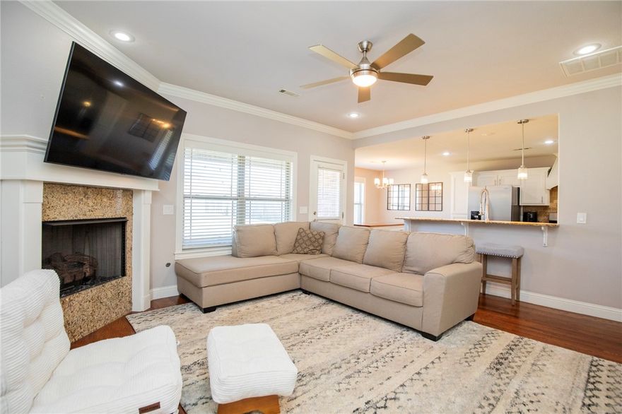 Welcome home to this 4-bedroom, 2-bathroom. Offering Luxury kitchen with granite countertops throughout, pantry, gas range, and a pot filler! You'll love the center island and built-ins for added prep space for cooking. Real hardwood floors in the living room  and cozy fireplace ,crown molding , tiled primary shower and jetted tub give it that elegant touch. All brick home with large backyard. Covered patio with full privacy fence so you can entertain your friends and family. New roof in 2025, and new HVAC in 2026.  Built in shelving in the garage. Located close to schools. & near Blossom Way Greenway trailhead. Minutes to Pinnacle Mall, 15 minutes to Walmart H/O . This home has all  the details that you have been looking for! Located in a desirable neighborhood.  Better hurry and Call for your personal viewing today.