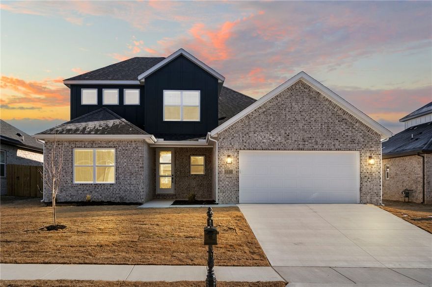 SOLD BEFORE PRINT. Own a Luxury Home without breaking bank! Situated with in 15 minute drive to Walmart Home Office ,this home offers a perfect mix of space,looks and comfort, featuring 4 bedrooms, 4 full bathrooms, and a flex area in the second floor with 2,456 sqft of well-thought-out living space. On the main floor, you’ll find an open layout with 3 bedrooms and 3 full bathrooms, providing easy access and convenience. Upstairs includes 1 more bedroom, a full bathroom, and a flex area that’s perfect for extra living space, a home office, or a playroom. The spacious living room is ideal for family time or entertaining, while the kitchen, complete with a large island and modern appliances, is designed for both style and functionality. High ceilings, blinds, and gutters are just some of the added features that enhance the comfort of this home.Close to Excellent Schools and new Centerton WALMART super center! Pics of a similar home.