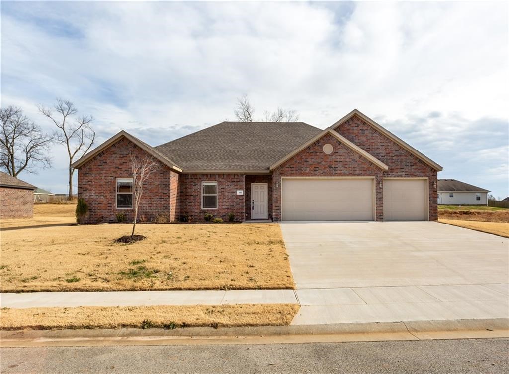 All brick 3 bed, 2 bath, 3 car garage, built in appliances, custom cabinets, granite tops with under mount sinks in kitchen and bath, keyless entry, solid surface flooring in living and wet areas, covered patio.