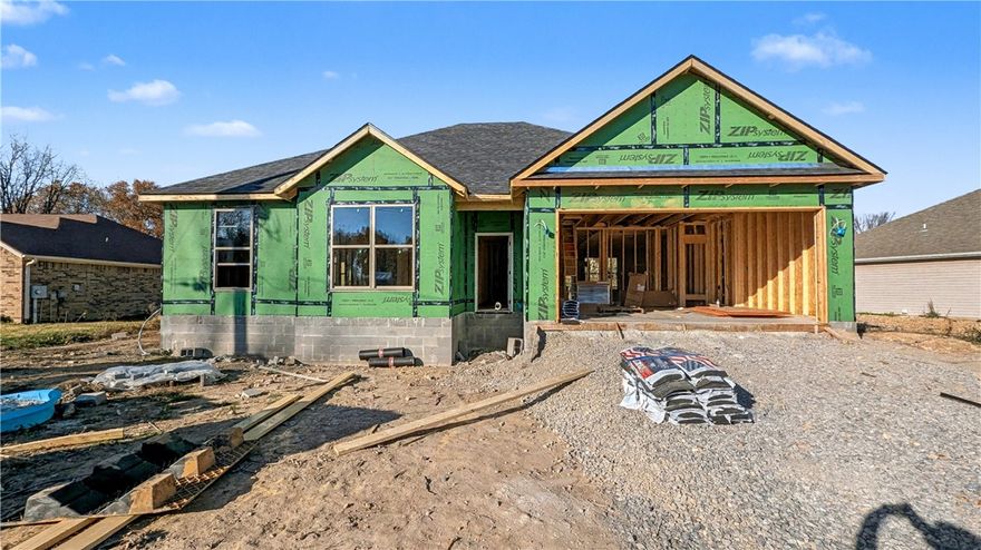 Welcome To Your Next Home! This One Is Just Getting Started And Checks Every Box. It Will Be A Beautiful New Build With Style, Function, And That “Feels Like Home” Energy From The Moment You Walk In. The Vaulted Living Room With Beam Accents Adds Warmth And Character, Flowing Seamlessly Into An Open Kitchen With A Large Island, Quartz Counters, Custom Cabinets, And Great Natural Light. The Split Floor Plan Keeps The Primary Suite Private With A Spacious Bath And Walk-In Closet, While The Additional Rooms Offer Flexibility For Guests, Work, Or Play. Step Outside To A Covered Back Deck Overlooking A Super Flat Backyard, A Rare Find In Bella Vista! Perfect Spot For Kids, Pets, Or Your Future Firepit. Convenient Location With Easy Access To I-49, Shopping, And Dining While Still Offering The Peaceful Setting You’ve Been Looking For. Contract Early To Make Selections. Deeded As 2 Bed Septic. 3rd Room To Be Considered Office/Bonus Or Other Non Sleeping Room. Signed Acknowledgment Of Such Required.