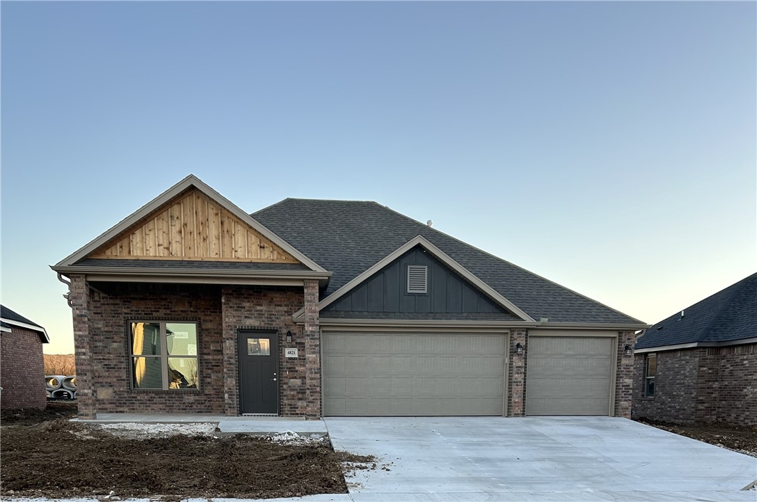Remarkable New Construction home in Fayetteville! This home offers 3 bedrooms, 2 baths, and a 3 car garage. Kitchen is complete with stainless steel appliances, gas cooktop, wall oven, microwave, pantry, and granite countertops. Large fireplace in the living room is the perfect focal point. Details throughout include wood cased windows complete with 2-inch blinds. Large front porch, fully sodded yard gives the home tremendous curb appeal. Keyless pad on garage door for ease of access. Primary bath has an oversized tile shower. Exterior brick construction creates long life and ease of maintenance. Covered back porch and super curb appeal makes this a must see home.