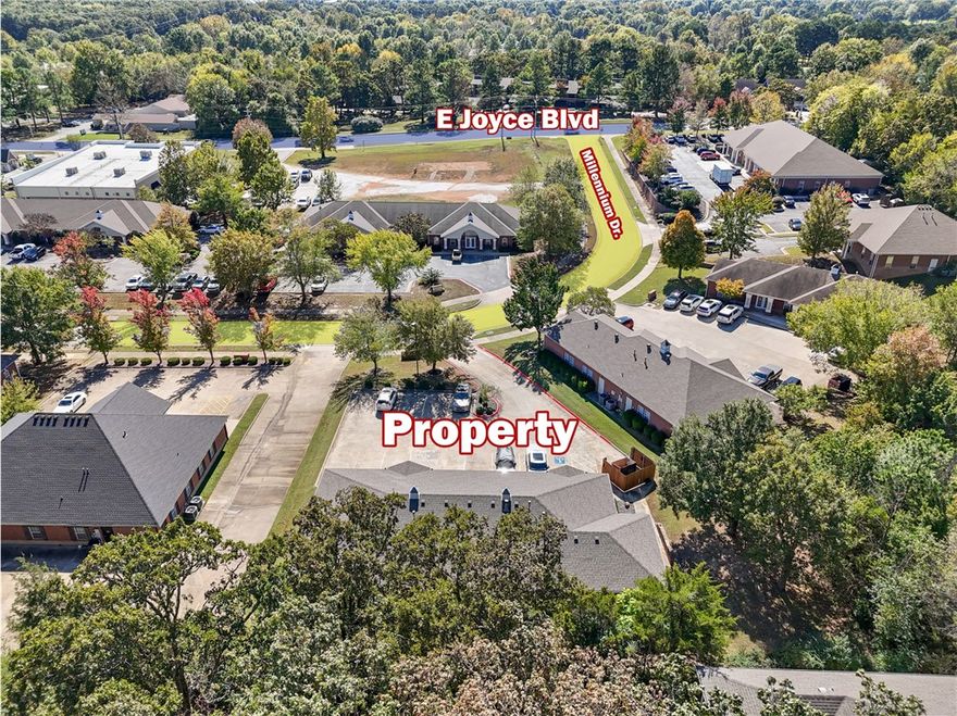 Excellent 1,000 SF office space available in Fayetteville, AR. This suite features four private offices, a welcoming reception area, private restroom, and an additional sink with cabinetry for convenience. Front and rear entrances provide easy access for staff and clients. The building is shared with one other tenant and offers 14 shared parking spaces, including handicap-accessible parking. Just off Joyce Blvd and Hwy 265 and minutes from N College Ave, this is an ideal position for professional, medical, or administrative use in a convenient Fayetteville location. Clean, functional layout ready for immediate occupancy. Tenant is responsible for all utilities and a $75 monthly charge for water and trash services.