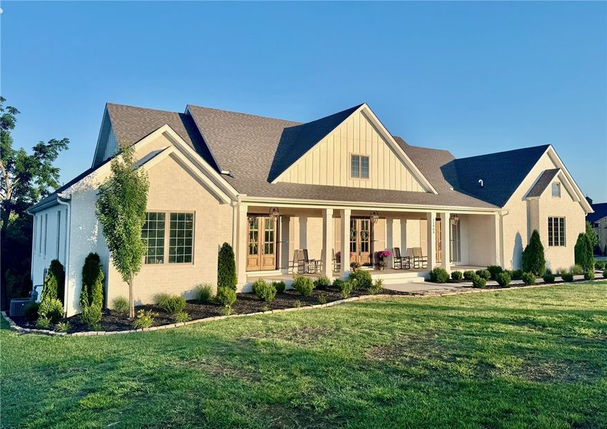 Incredible Custom Colonial Farmhouse situated on 3.59 acre Estate Lot. Custom-built in 2022, this 4,635sf home offers the rare opportunity to have plenty of space over the 3.5+ acre Estate Lot within a gated private community, while still providing the convenience of being just minutes away from all NWA has to offer. Main level is an entertainer’s dream with open chef’s kitchen and living spaces, sprawling primary suite, gorgeous powder bath and more. Walkout basement includes massive game room, wet bar, two guest suites with separate baths, and a stunning bunk room with custom built-in bunks that can also provide peace of mind while serving as a storm shelter during a time of need. Oversized upstairs bonus offers endless use options. One of the few homes in this setting to also offer natural gas. Massive screened in rear porch with fireplace and overhead heaters allows you to take in the outdoor serenity year-round. Bentonville Schools. 3 minutes to XNA, 10 Minutes to Pinnacle Hills/Promenade, 10 Minutes to I49