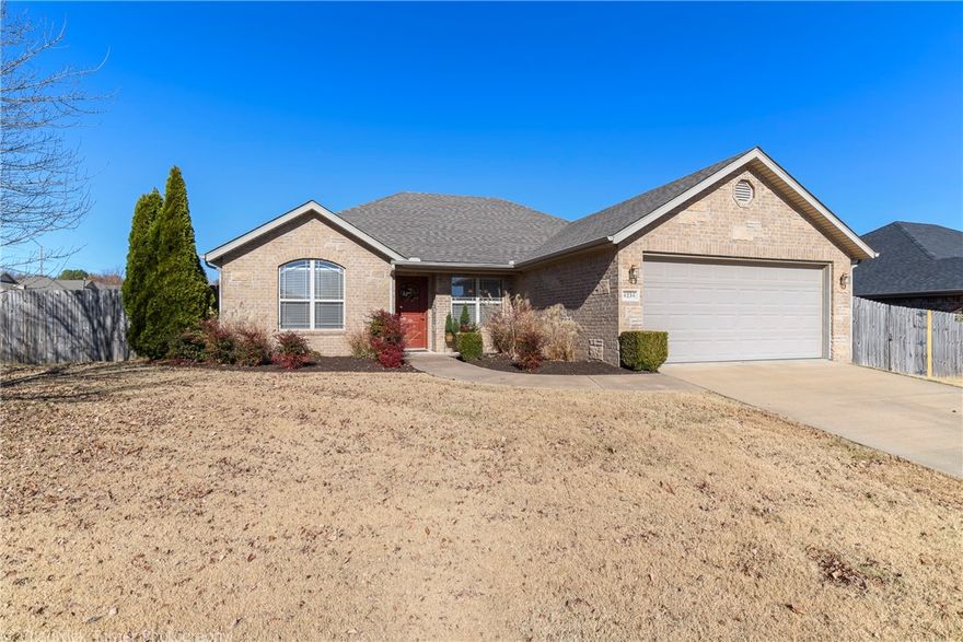 Great location in west Fayetteville, close to I-49, schools, shopping, U of A and the new Clabber Creek Trail System! Open concept living with nice sized kitchen and dining area. Living room has a cozy corner fireplace. Master suite features a walkin shower, double vanities, and two nice walkin closets. This all brick home is situated on a large corner lot with wooden privacy fence and private back patio. The garage includes a 220 plug in. Roof was replaced in 2020, dishwasher in February 2019, and ice maker in refrigerator November 2021. 30 minute showing appointments begin Friday December the 3rd and go thru Sunday December the 5th. Offers will be presented to the seller Monday the 6th at 1:00pm. Please make expiration time December 6th at 6:00pm.