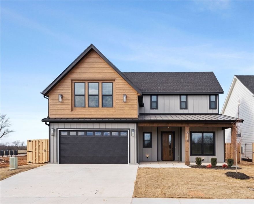 Fantastic opportunity in brand new subdivision in highly sought SW Rogers! This LIKE NEW transitional
semi-custom home features an expansive open floorplan with wood beamed, vaulted ceilings - making it
ideal for entertaining. The main floor features a chef's kitchen with built in microwave and oven, adjacent
to a custom vent hood atop your gas cooktop. Upper mullion cabinetry throughout the kitchen surround
the expansive waterfall island! Completing the main floor is the primary bedroom with an immaculately
designed en-suite bathroom. Hardwood treads lead you upstairs to 3 additional bedrooms and 2 full
bathrooms. Not to be overlooked is your fully fenced backyard to enjoy from your serene covered patio
with ceiling fans and in ground irrigation system. Prime location, minutes to shopping, schools and steps
away from Greenway Trail - with countless upgrades throughout, don't miss this opportunity! Property is
also listed FOR SALE MLS#1317825