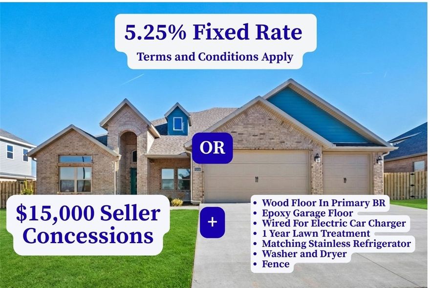 Seller is offering Wood Flooring in the Primary Bedroom, Epoxy Garage Floor, Wired for Electric Car Charger in the Garage, 1 Year Lawn Treatment Program, Matching Stainless Refrigerator, Washer, Dryer, and $15,000 in Closing Costs, OR a 5.25% Fixed Rate (Terms and Conditions Apply with the builder’s preferred lender). The Hitch, a thoughtfully designed 4-bedroom, 3-bathroom home that blends style, comfort, and function. The open floor plan has a natural flow and spacious living areas—ideal for both relaxing evenings and entertaining guests. The heart of the home is the kitchen, featuring custom cabinetry, granite countertops, and stainless steel appliances that make cooking a pleasure. Gather with family and friends around the island or the adjoining dining space. The primary suite is a private retreat, complete with a beautifully tiled shower, double vanities, and a large walk-in closet. Taxes are based on land only.