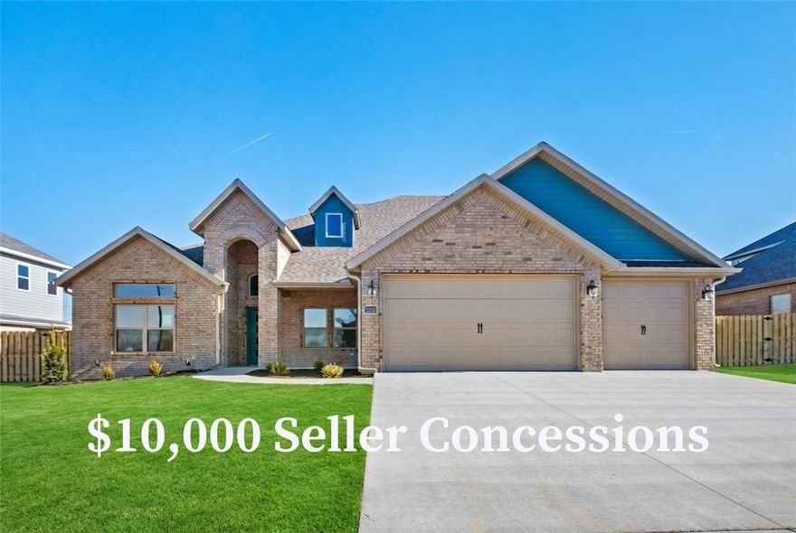 The Hitch, a thoughtfully designed 4-bedroom, 3-bathroom home that blends style, comfort, and function. The open floor plan has a natural flow and spacious living areas—ideal for both relaxing evenings and entertaining guests. The heart of the home is the kitchen, featuring custom cabinetry, granite countertops, and stainless steel appliances that make cooking a pleasure. Gather with family and friends around the island, or the adjoining dining space. The primary suite is a private retreat, complete with a beautifully tiled shower, double vanities, and a large walk-in closet. Designed with convenience in mind, this home also offers a 3-car garage, fenced backyard, gutters, and a covered patio with a fireplace—perfect for outdoor living year-round. The house is still under construction and pictures are not of actual home but similar plan and finish. Taxes are based on land only. The builder is offering $7500 towards closing costs or rate buydown, plus fence, blinds, and gutters. Lender incentives available.