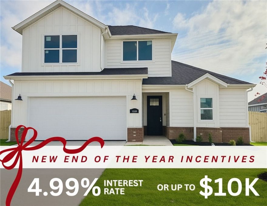 Fence, blinds and gutters included! Discover your dream home in the new neighborhood- Jacob's Crossing. Aiden plan with garage on the left and West facing! 9 ft ceilings, linear electric fireplace in the living room, LVP flooring throughout the main living areas and primary bedroom, quartz countertops and more. Chef's kitchen boasting frigidaire stainless steel appliances, gas range, pantry, quartz countertops, bar pull handles, tons of counter space and gorgeous backsplash. Luxurious primary bedroom features abundant natural light, while the spa-like primary bathroom offers a walk-in shower, double sinks, and spacious walk-in closets. Additional features include three large secondary bedrooms upstairs and a functional laundry room. Nestled on a generous lot with covered patio that overlooks the serene sodded, fully fenced backyard. Sturdy concrete siding! Model home located at 3631 Tranquility St- Lot 1.