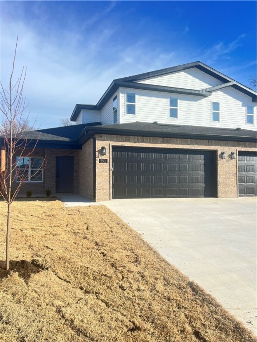 Brand-new duplex-town-home style offering 3 bedrooms and 2.5 baths in a fantastic Centerton location. The entire home features LVP flooring throughout with upgraded carpet on the stairs. Kitchen comes equipped with a refrigerator, and the home also includes a washer and dryer for added convenience. Enjoy an attached 2-car garage with EV plug, a private patio, and a fenced backyard. Located in a great neighborhood close to area schools, the Walmart Distribution Center, and with quick access to all Centerton and Bentonville amenities. Renters are responsible for all utilities and lawn-care.