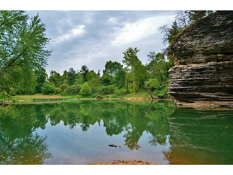 Modernized contemporary styled home with 34 acres on War Eagle Creek. Home features red oak floors, tall ceilings with exposed wood beams, stone fireplace and columns, decorative lighting, concrete and metal counter tops, 2 living areas, gourmet kitchen,pantry/mud room and lots of windows for panoramic views. Cabin (approx. 1008 sq ft), detached garage/workshop and more. Fishing, kayaking and canoeing right in your own backyard. Expansive rock wall keeps property completely secluded.