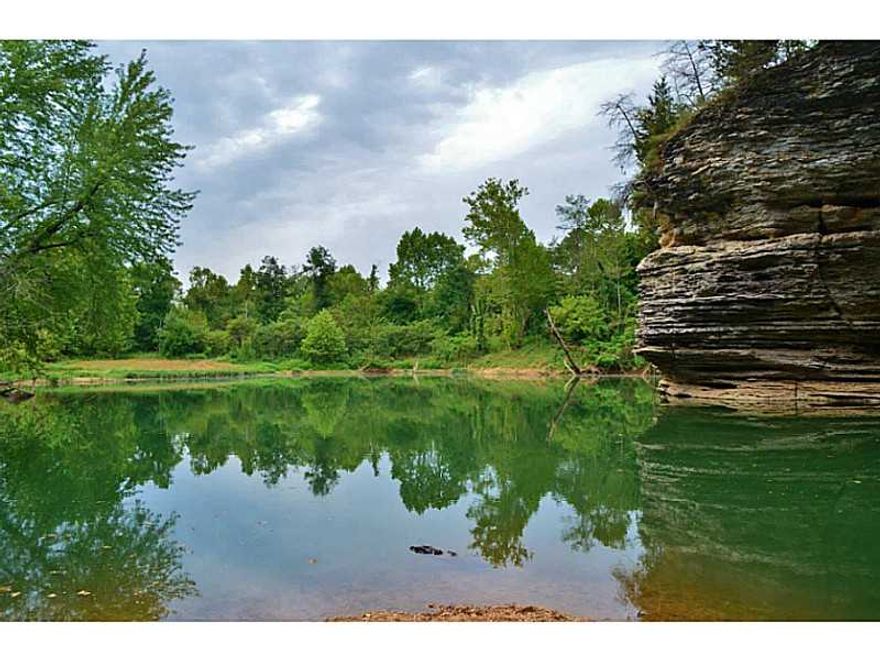 Modernized contemporary styled home with 34 acres on War Eagle Creek. Home features red oak floors, tall ceilings with exposed wood beams, stone fireplace and columns, decorative lighting, concrete and metal counter tops, 2 living areas, gourmet kitchen,pantry/mud room and lots of windows for panoramic views. Cabin (approx. 1008 sq ft), detached garage/workshop and more. Fishing, kayaking and canoeing right in your own backyard. Expansive rock wall keeps property completely secluded.